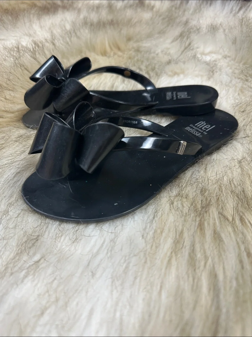 Mini Melissa Mel Black Bow Jelly Sandals Kids EU 32 Made in Brazil
